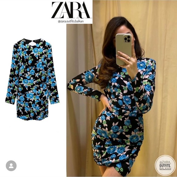 Zara | Dresses | Zara Black Blue Floral Print Dress Mini Size Medium Nwt New | Poshmark Zara | Dresses | Zara Black Blue Floral Print Dress Mini Size Medium Nwt New | Poshmark